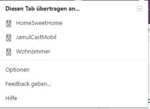 Das kleine Google-Cast-Auswahlmenü