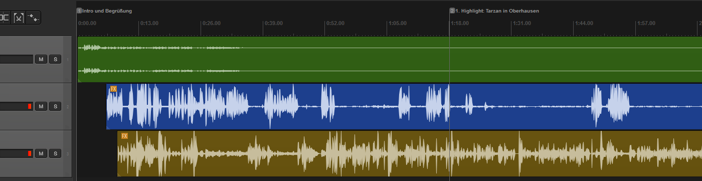 Spuren im Audioschnittprogramm