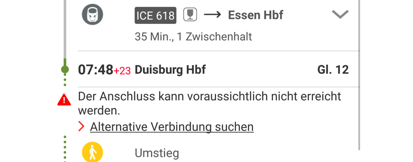 Die Informationen über die Routen im Streckenagenten