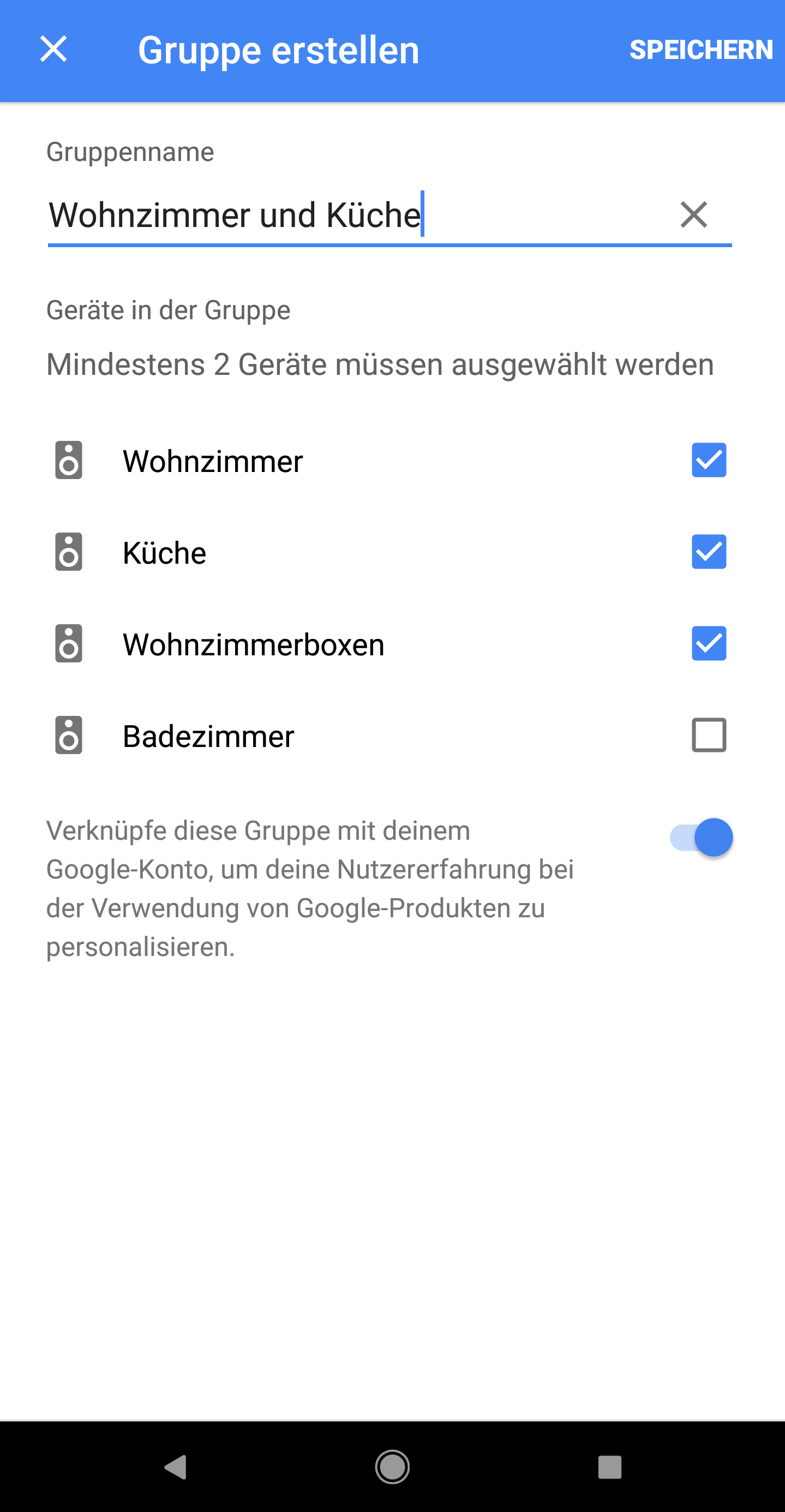 Google Home: Namen und integrierte Boxen auswählen