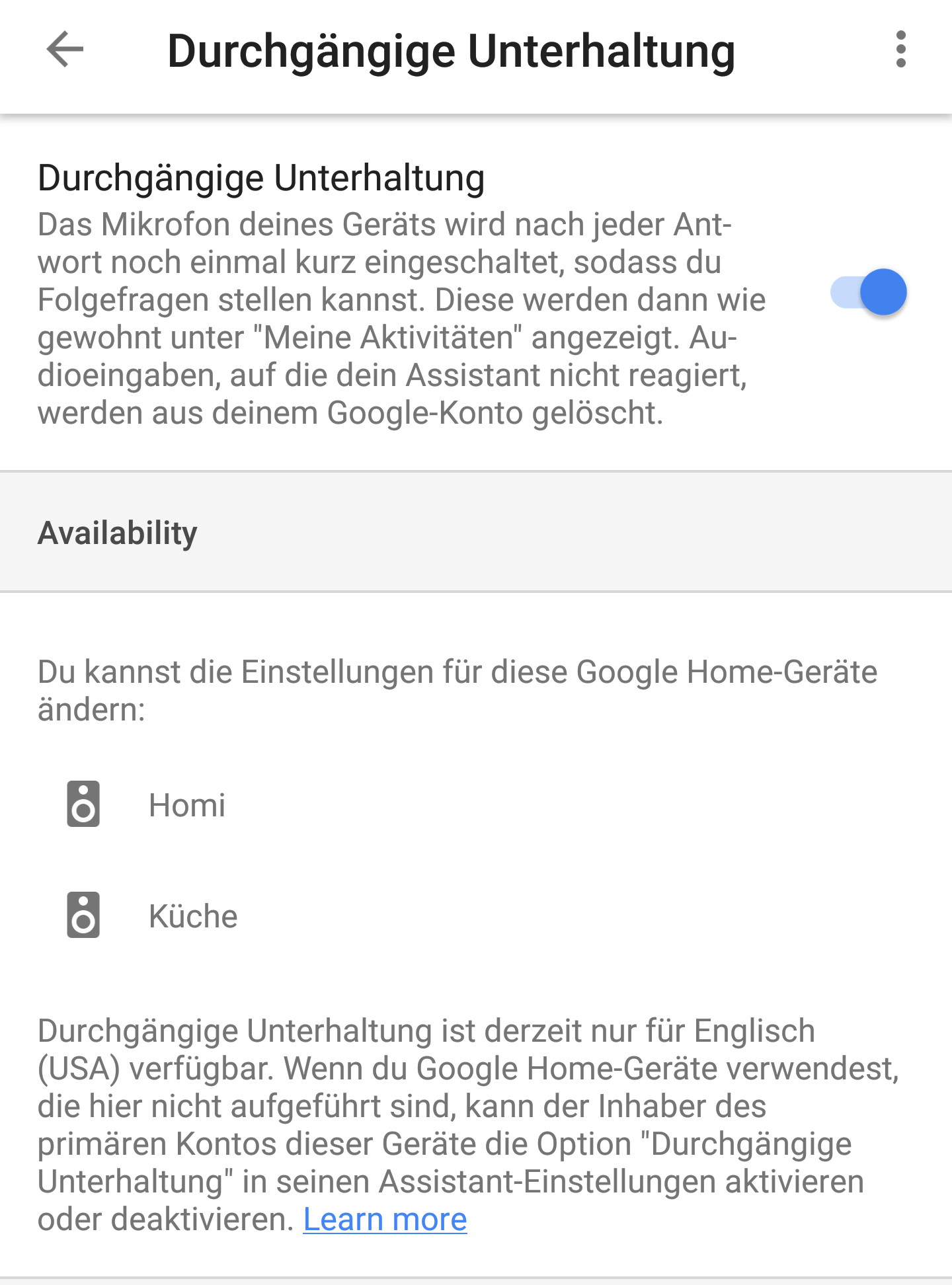 Durchgängige Unterhalatung