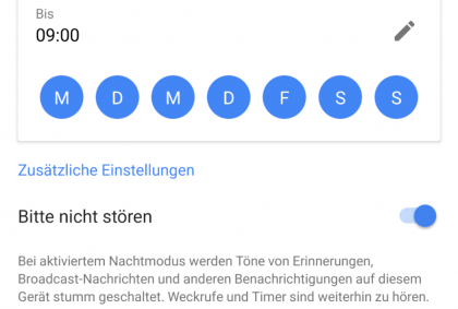 Nachtmodus für ein Google Home-Gerät einstellen