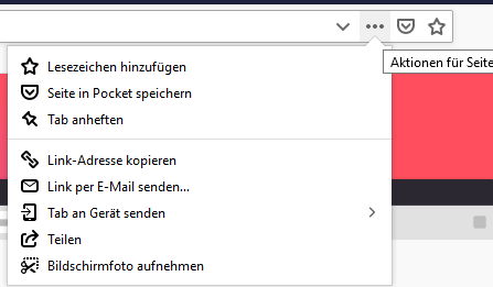 Bildschirmfoto erstellen in Firefox in der Adressleiste